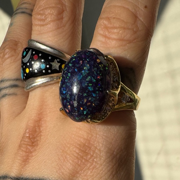 Australian blue opal statement ring size 6 - Picture 5 of 9